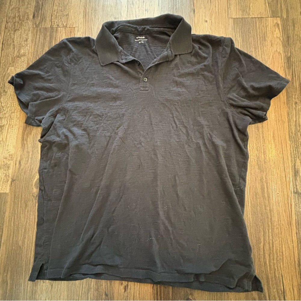 Men's Vince Black Polo Shirt Size XL